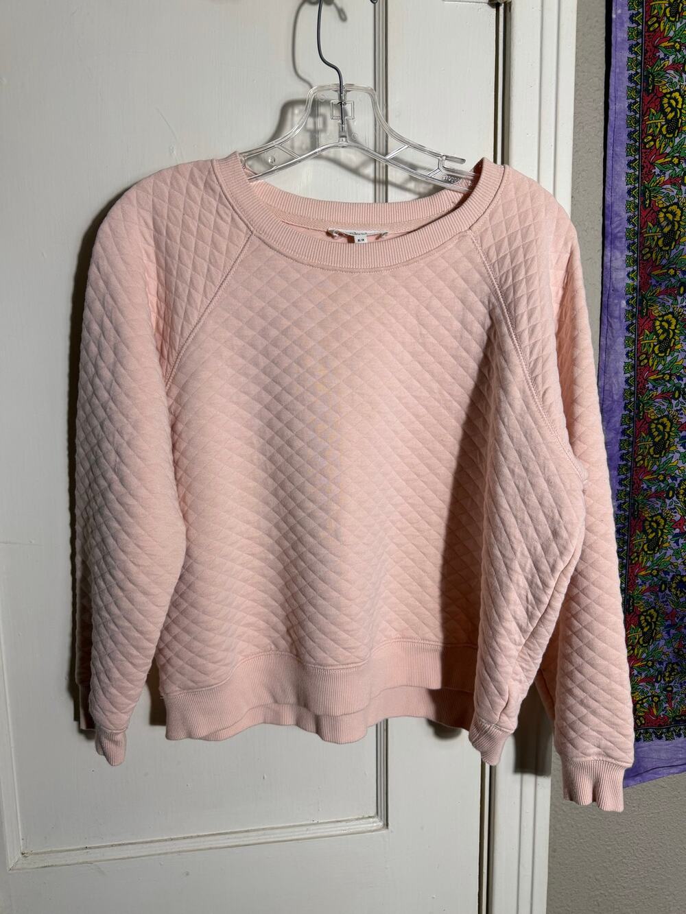 Workshop Republic Clothing Pink Quilted Sweatshirt Medium Long Sleeve Pullover